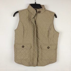 Van Heusen Womens Tan Quilted Zip Front Vest Small